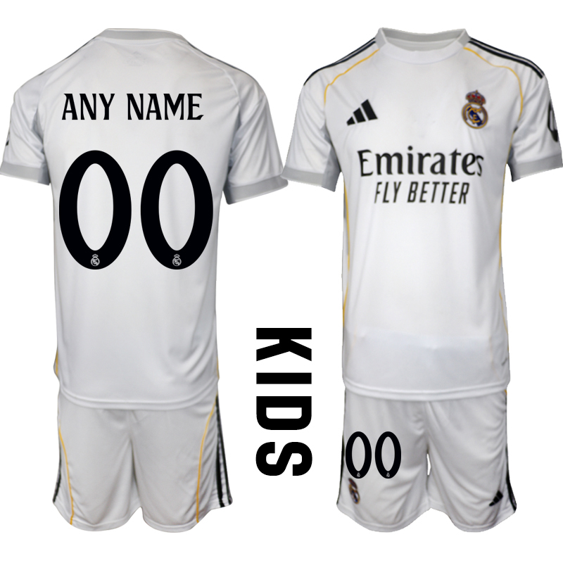 Youth 2025-2026 Club Real Madrid home White customized Soccer Jersey->customized soccer jersey->Custom Jersey